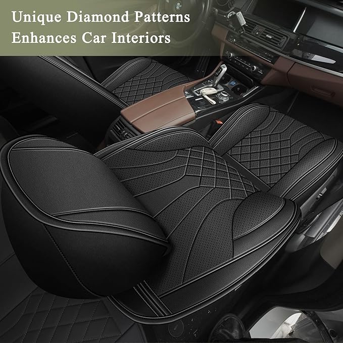 Car Seat Covers Front Pair for Mazda CX5 CX-5 2013-2025 2026: Breathable Perforated Leather Seat Cover (Black)