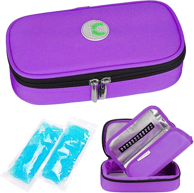 YOUSHARES Insulin Cooler Travel Case - Medication Diabetic Insulated Organizer Portable Cooling Bag for Insulin Pen and Diabetic Supplies with 2 Cooler Ice Pack
