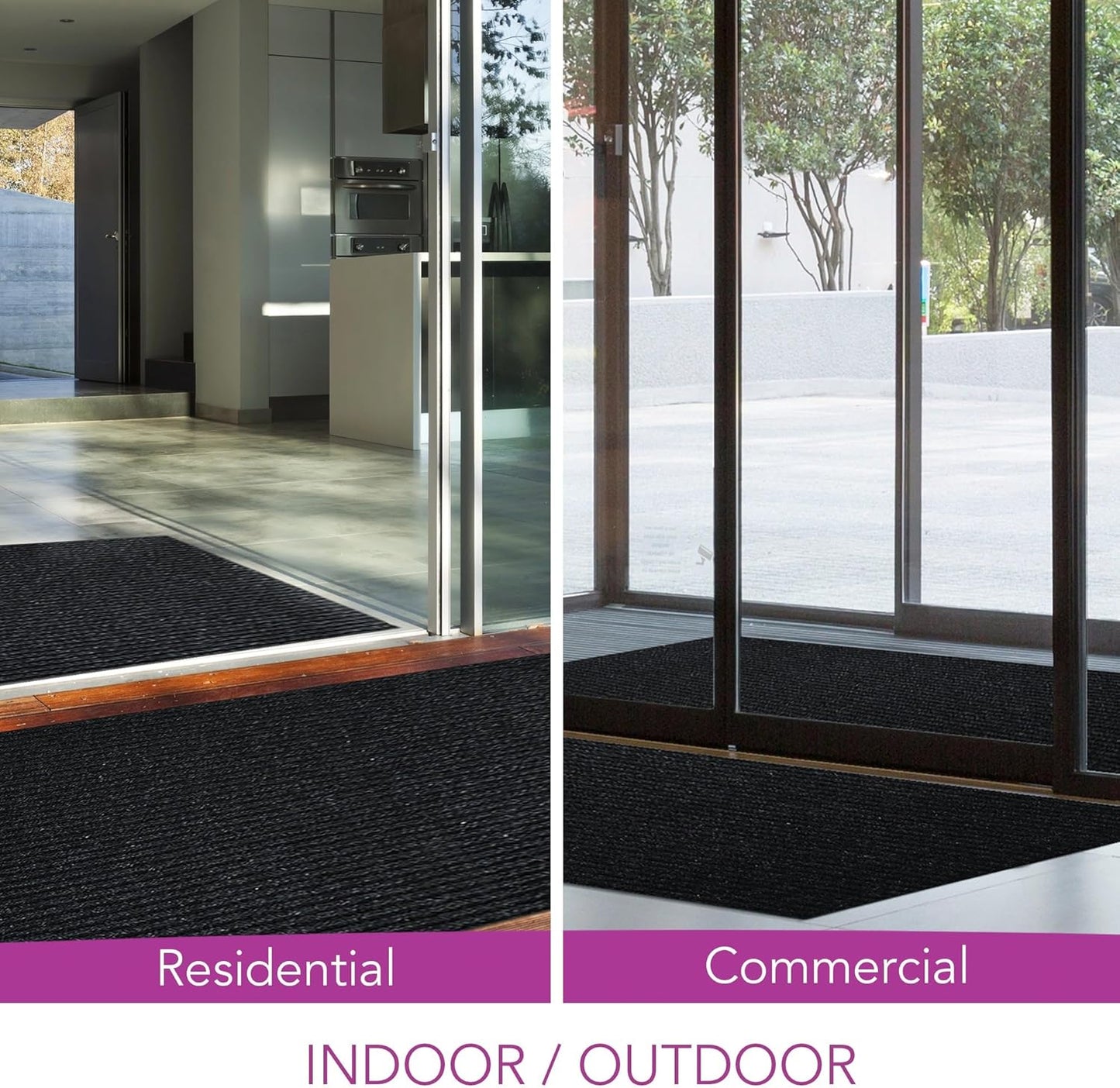 iCustomRug Spartan Weather Warrior Duty Indoor/Outdoor Utility Ribbed in 3ft,4ft,6ft Widths 70 Custom Sizes with Natural Non-Slip Rubber Backing 4'X34' in Black