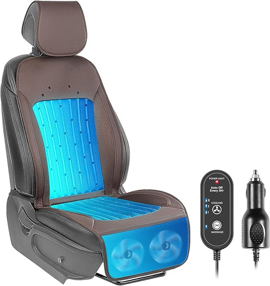 Paffenery 2026 Upgraded Cooling Car Seat Cover Front Seat, 12V-24V Ventilated Cooling Car Seat Cushion, Cooled Seat Cover for Car SUV Truck Universal Fit, Mocha Brown