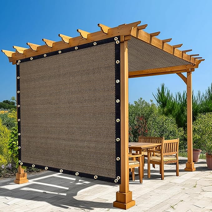 Amagenix 90% Shade Fabric 18'X 21' Mocha Sun Shade Cloth with Grommets for Pergola Replacement Shade Cover Canopy, Heavy Duty, Cable Zip Ties Included (We Customized)