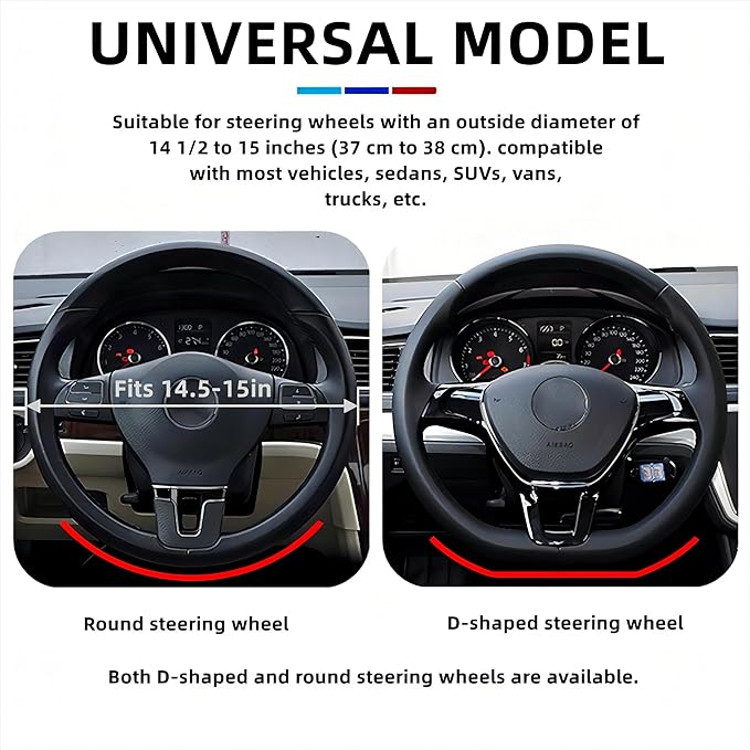 Car Steering Wheel Cover, 15 inch Microfiber Leather Carbon Fiber Soft Anti-Slip Breathable, Universal Size Elastic Car Accessory for Most Cars (Grey)