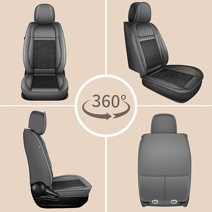 TTX LIGHTING for Honda Odyssey 2011-2026 Car Seat Covers, Breathable Ice Silk & Leather Seat Protector, Cool & Anti-Sweat for Long Driving, Airbag Compatible, 2 Front Seats (Black&Gray)