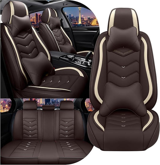 CTDS Car Seat Covers for Honda Civic 2000-2026, Stylish Sport Seat Cover, Premium Nappa Leather Car Seat Cover. Automobile Seat Covers Sets.(Luxury 5 Seats/Coffee Color)