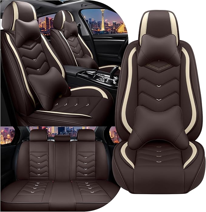 CTDS Car Seat Covers for Toyota Corolla 2000-2026, Stylish Sport Seat Cover, Premium Nappa Leather Car Seat Cover. Automobile Seat Covers Sets.(Luxury 5 Seats/Coffee Color)