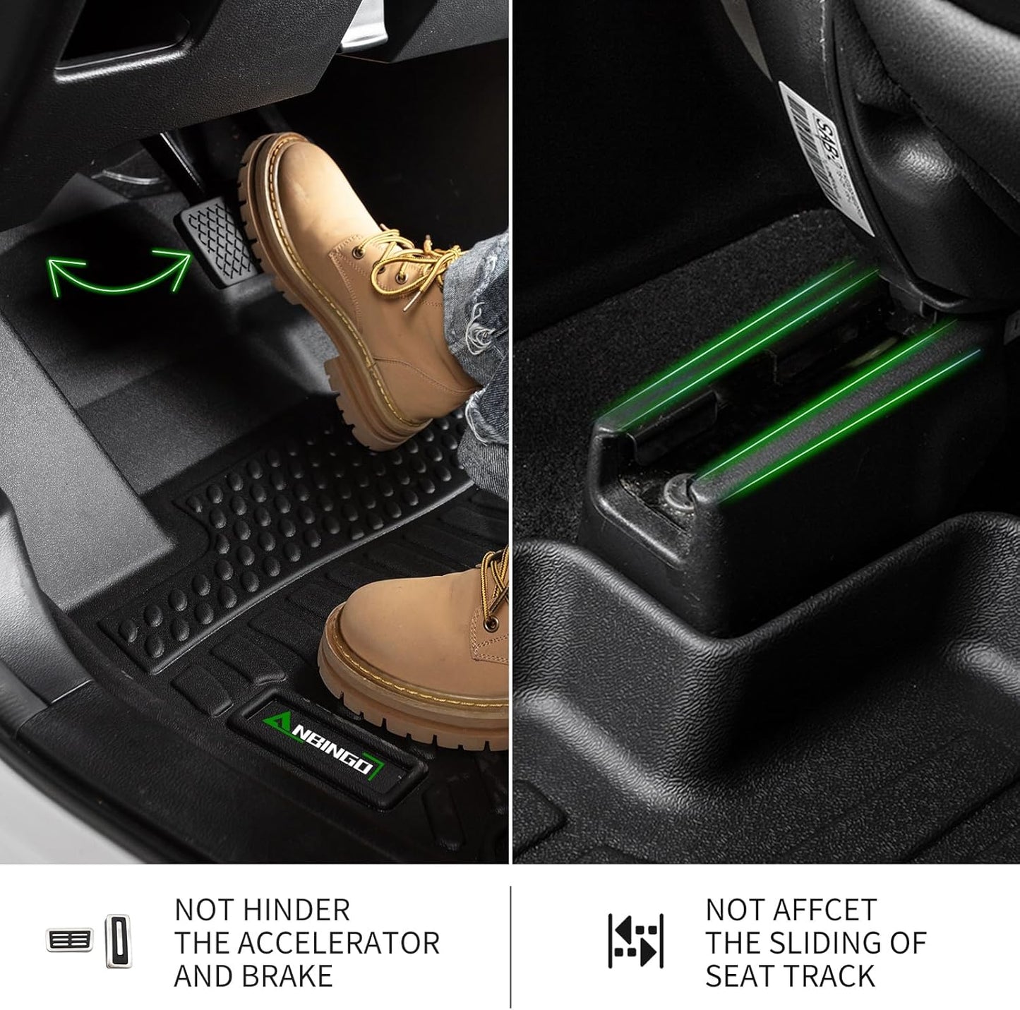 ANBINGO®- Floor Mats & Backseat Cargo Liner for 2025 2026 Nissan Kicks SV/SR (Not fit Kicks S Model),TPE All Weather Car Mat for 2025 Nissan Kicks Accessories-Black