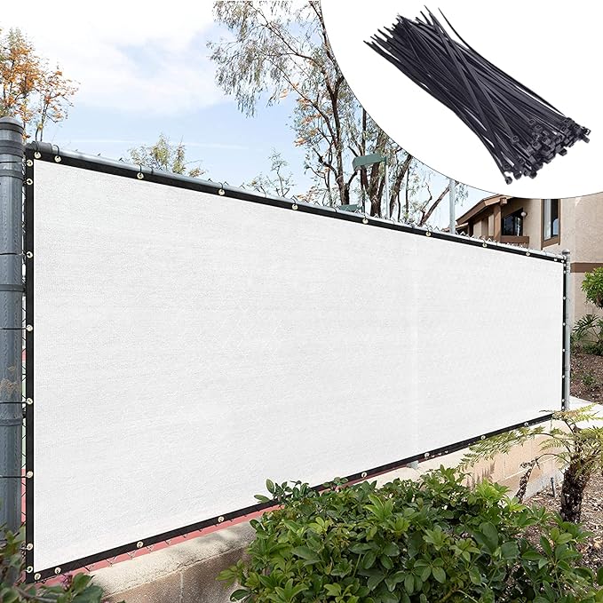 Royal Shade Custom Size 5' x 99' White Fence Privacy Screen Windscreen Cover Netting Mesh Fabric Cloth - Cable Zip Ties Included (We Make Custom Size)