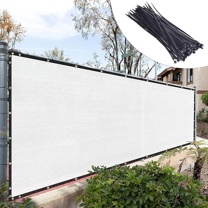 Royal Shade Custom Size 6' x 168' White Fence Privacy Screen Windscreen Cover Netting Mesh Fabric Cloth - Cable Zip Ties Included (We Make Custom Size)