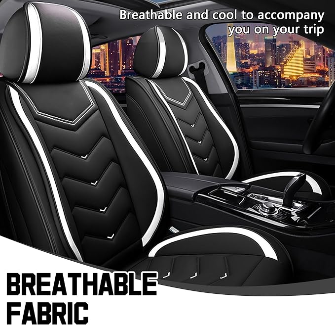 CTDS Car Seat Covers for Toyota Corolla 2000-2026, Stylish Sport Seat Cover, Premium Nappa Leather Car Seat Cover. Automobile Seat Covers Sets.(Standard 2 Seats/Black White)