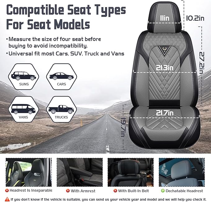 Truck Seat Covers for Ram 3500 2009-2026, Waterproof Premium Leather Full Coverage Car Seat Cover, Muscle Sport Style Auto Interior Seat Cover Sets (Front Set/Black Gray)