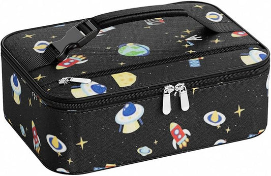 Small Lunch Box Insulated Lunch Bag for Women Men, Bento Kids Lunch Box, Compact Portable Thermal Meal Cooler Bags with Buckle Handle for Work & School, Spaceman 5L