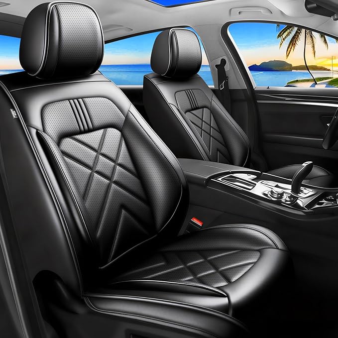 CX-5 Car Seat Covers Custom Fit for Mazda CX-5 2013-2025 2026, Full Coverage Leather Waterproof Breathable Seat Covers, Automotive Seat Protectors, Airbag Compatible(Full Set Seats, Black)