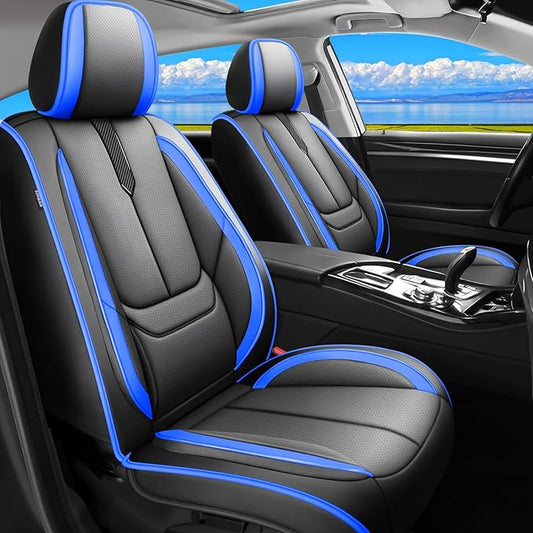 Fit Tucson Car Seat Covers for Hyundai Tucson 2010-2024 2025 2026 -Upgraded Premium Waterproof & Breathable Leather,Airbag Compatible,All-Weather Seat Cushion Protector,Full Set,Black-Blue