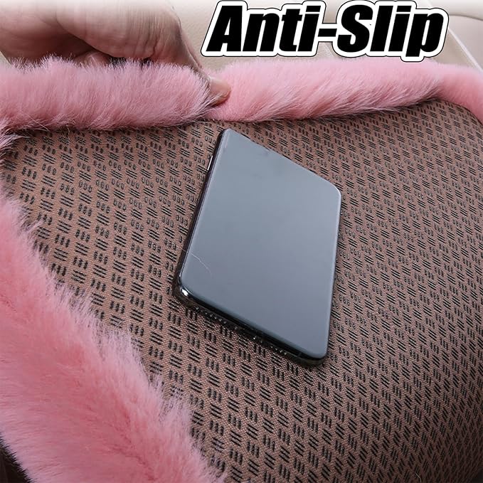 Plush Car Seat Cushion, Soft Warm Fuzzy Faux Rabbit Fur Fluffy Plush Auto Seat Cover Vehicle Car Front and Back Seat Protector Pad with Non-Slip Backing Cushion Interior Universal Fit (Orange,Front*1)