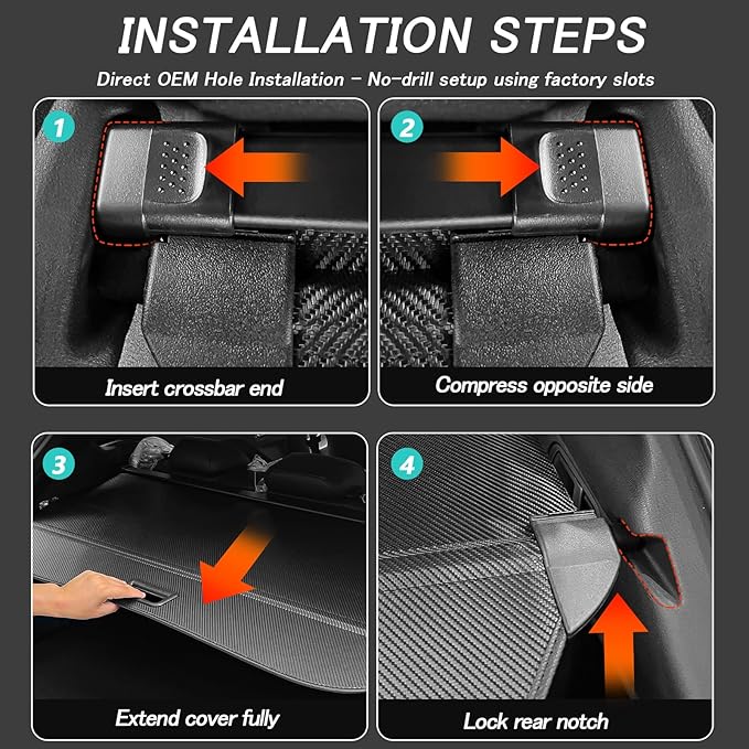 Cargo Cover for Cadillac Lyriq 2026 2025 2024 2023 Accessories Retractable Trunk Cover Security Shielding Shade Cargo Luggage Cover Trunk Privacy Protection (Carbon Fiber Texture)