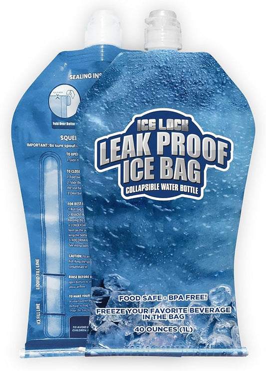 Large Leakproof Ice Bag. Reusable Ice Pack for Cooler - Long Lasting Instant Cooler Ice Packs - Drop in Cubed Ice to Make Cold, Dry Freezer Packs for Coolers - Drink Your Ice When It Melts