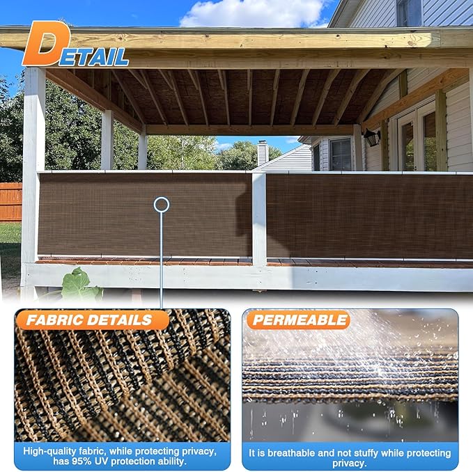 TANG Sun Shade Fabric Roll 8'x12' Shade Cloth for Garden Brown HDPE Mesh Shading Pergola Cover Replacement Canopy, 95% Blockage Sunshades for Outdoor Patio Backyard Plant