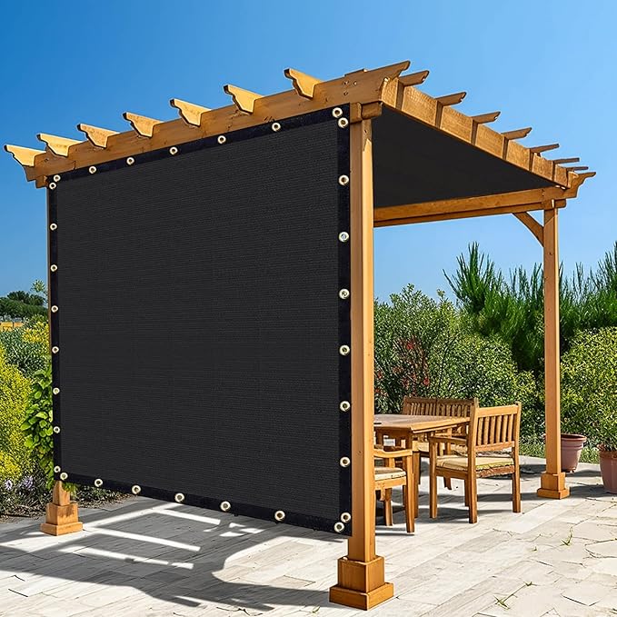 Amagenix 90% Shade Fabric 5'X 12' Black Sun Shade Cloth with Grommets for Pergola Replacement Shade Cover Canopy, Heavy Duty, Cable Zip Ties Included (We Customized)