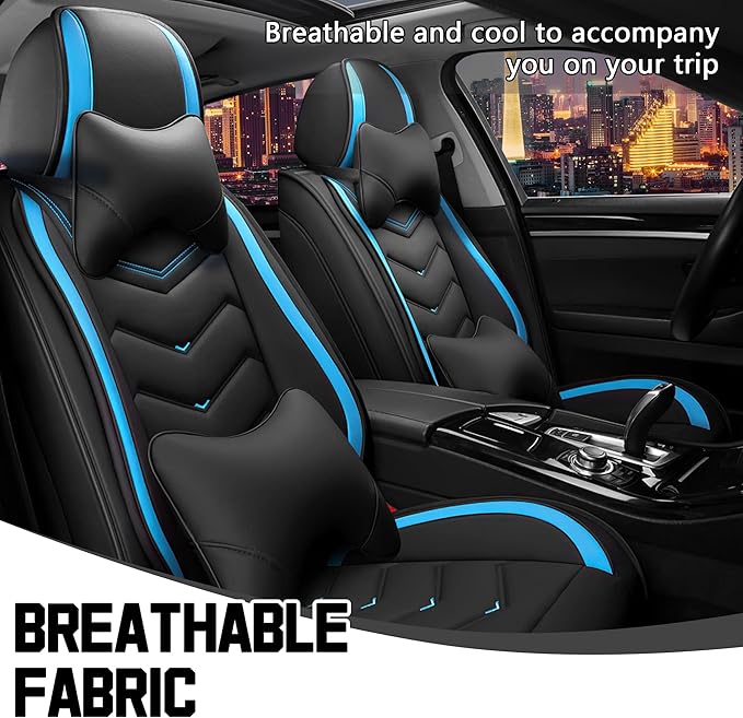 CTDS Car Seat Covers for Toyota RAV4 2000-2026, Stylish Sport Seat Cover, Premium Nappa Leather Car Seat Cover. Automobile Seat Covers Sets.(Luxury 2 Seats/Black Blue)