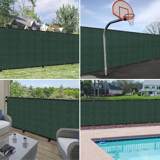 Windscreen4less Privacy Fence Screen Heavy Duty Windscreen Fencing Mesh Fabric Shade Net Cover with Brass Grommtes for Outdoor Wall Garden Yard Pool Deck, 8'x176' Green
