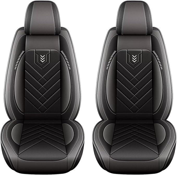 AOMSAZTO Car Seat Covers Fit for Jeep Cherokee 2014-2025 Premium Front Seat Covers Waterproof Leather Automotive Seat Covers Compatible with Airbag (2 Seats,Grey)