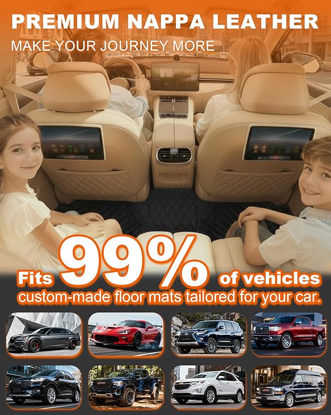 All-Weather car Floor MATS-Suitable for 99% of car Models,Leather car mat, offering Personalized Embroidery and Multiple Color Options,Provide Protection for car Rug (Black White)