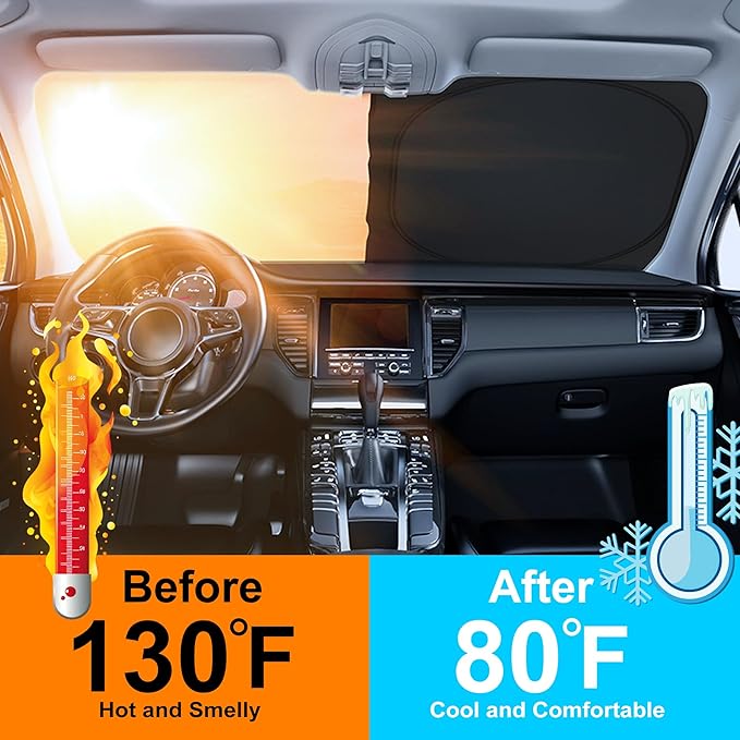 Windshield Sun Shade Custom Fit for 2007-2014 Toyota FJ Cruiser Sport Utility Accessories Foldable Sunshade Sun Blocker Protect Car from Sun Rays & Heat Damage Keep Car Cooler