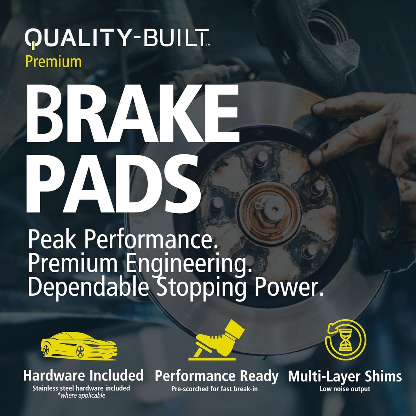 Premium Semi-Metallic Rear Brake Pads (1001-1718M) Compatible with Cadillac ATS 2016-2019, Chevrolet Camaro 2016-2020, Chevrolet Corvette 2014-2019