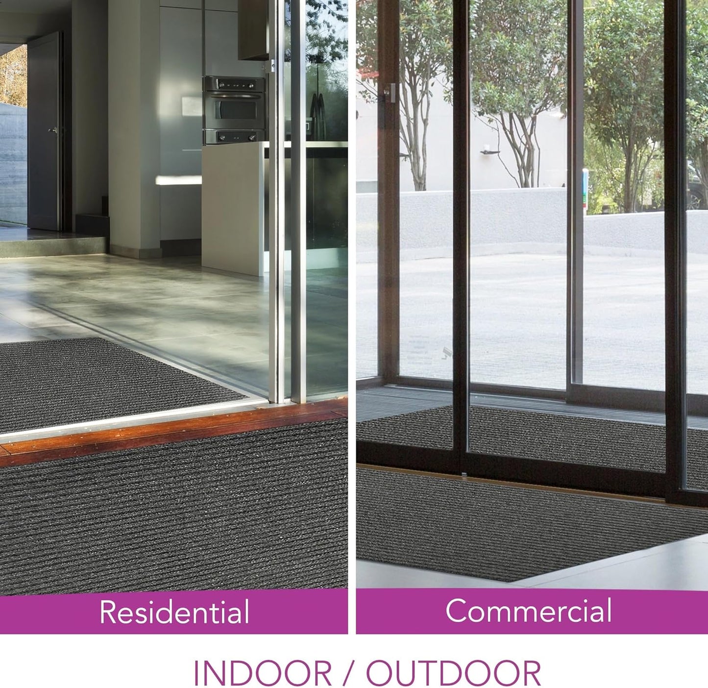 iCustomRug Spartan Weather Warrior Duty Indoor/Outdoor Utility Ribbed in 3ft,4ft,6ft Widths 70 Custom Sizes with Natural Non-Slip Rubber Backing 4'X66' in Charcoal