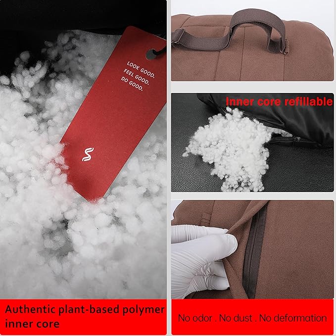 2pcs Car Neck Pillow for headrests,Support Drive Seats Head Cushion Pillows,Superfiber Suede,Plant-Based Polyester,Thickness & Height Adjustable,11.8x7.5,Inner Liner fillable(Off-White)