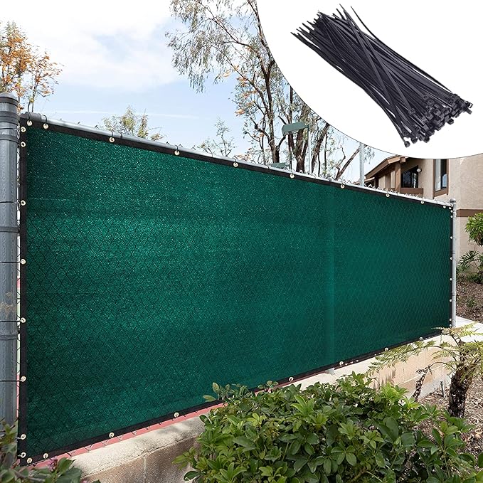 Royal Shade Custom Size 6' x 54' Green Fence Privacy Screen Windscreen Cover Netting Mesh Fabric Cloth - Cable Zip Ties Included (We Make Custom Size)