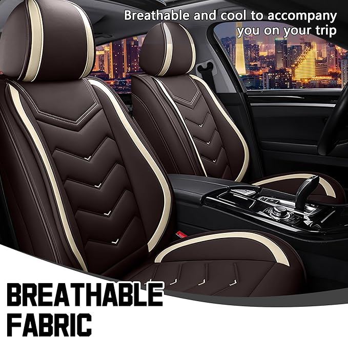 CTDS Car Seat Covers for Toyota RAV4 2000-2026, Stylish Sport Seat Cover, Premium Nappa Leather Car Seat Cover. Automobile Seat Covers Sets.(Standard 2 Seats/Coffee Color)