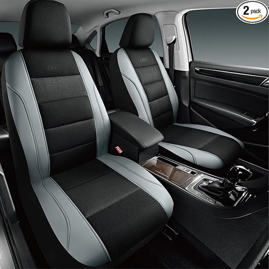 Skechers Men’s Air-Cooled Seat Covers, Memory Foam Car Seat Covers Front Seats, Airbag Compatible,Universal Fit for Most Cars, SUVs, Vans and Trucks,Grey