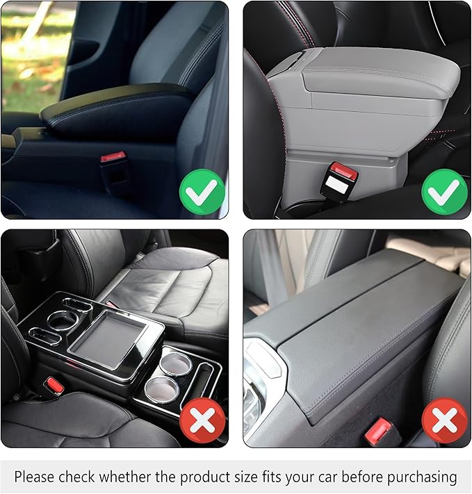 Upgraded Car Center Console Cover,Microfiber Leather Car Armrest Cover Cushion with 2 Storage Bags,Universal Cars Armrest Storage Box Cars Interior Accessories for Most Vehicles (Red)