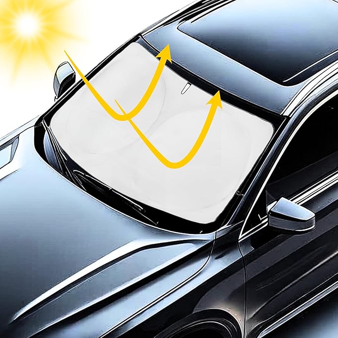 Windshield Sun Shade -Certified 99.87% UVB & 99.02% UVA Car Sun Shade. Award Winning Sunshade - Patented Technology | Compatible for Infiniti QX60 (2014-2021) | Car Shades by Kinder Fluff