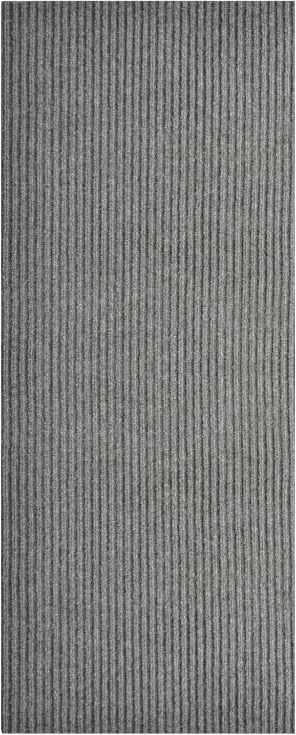 iCustomRug Spartan Weather Warrior Indoor/Outdoor Utility Ribbed Carpet Runner with Non-Slip Thermoplastic Rubber Backing, 3ft X 42ft in Grey