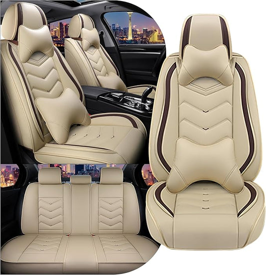 CTDS Car Seat Covers for Nissan Sentra 2000-2026, Stylish Sport Seat Cover, Premium Nappa Leather Car Seat Cover. Automobile Seat Covers Sets.(Luxury 5 Seats/Beige)