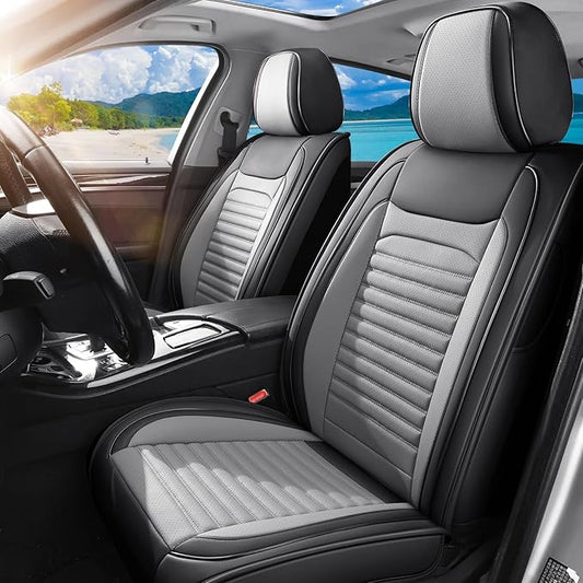 Front Seat Covers Fit for Toyota Corolla 2000-2026, Car Seat Covers Front Seats, Breathable Faux Leather Automotive Seat Covers Front Pair Anti-Slip Seat Cover(Black&Gray, Front)