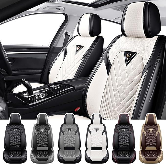 Truck Seat Covers for Ram 3500 2009-2026, Waterproof Premium Leather Full Coverage Car Seat Cover, Muscle Sport Style Auto Interior Seat Cover Sets (Front Set/Black White)