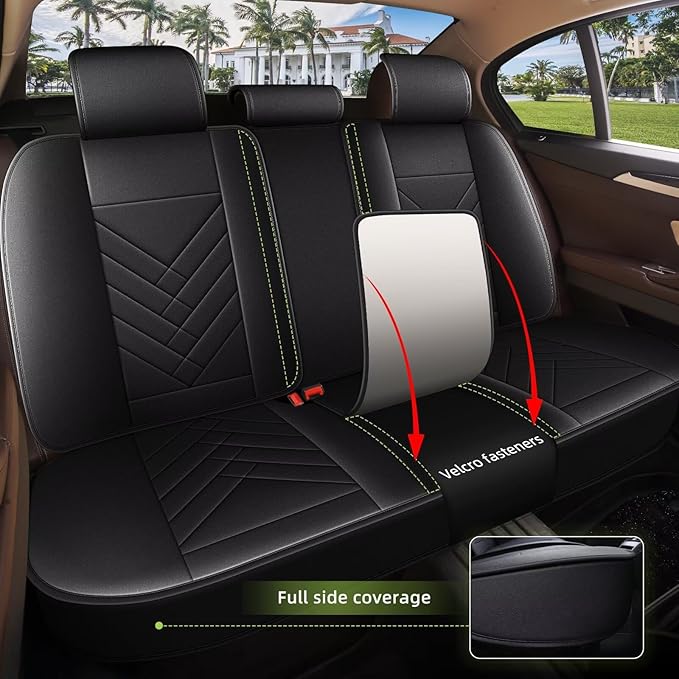 AOMSAZTO Full Set Seat Covers Fit for Mazda 6 2010-2021: 2 Row 5 Seats Faux Leather Waterproof Seat Covers Automotive Seat Cushion Protector(Black)