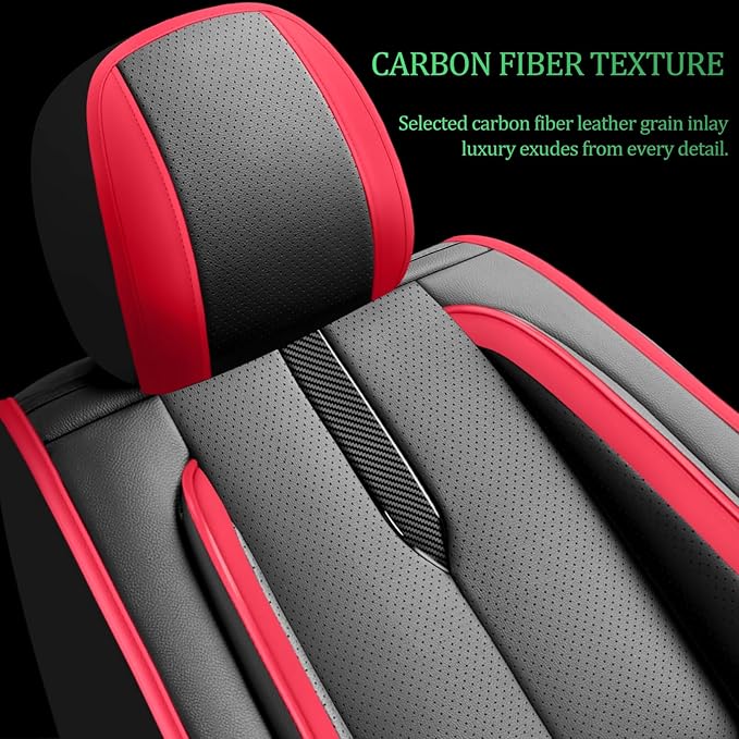 Fit Accord Car Seat Covers for Honda Accord 2003-2024 2025 2026-Upgraded Premium Waterproof & Breathable Leather,Airbag Compatible,All-Weather Seat Cushion Protector,2 Front/Black-Red