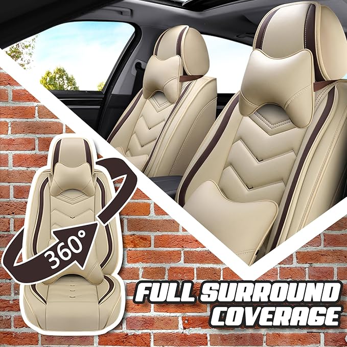 Car Seat Covers for Mercedes-Benz S-Class 2005-2026, Premium Nappa Leather Car Seat Cover, Stylish Sport Seat Covers， Automobile Seat Cover Sets.(Luxury 5 Seats/Beige)