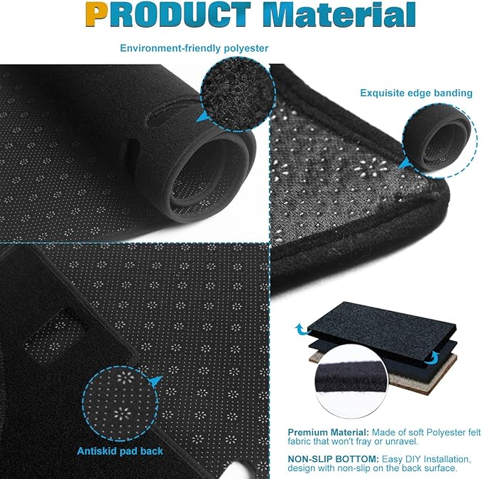 x xotic tech Center Console Dashboard Mat Pre-Cut Non-Slip Sunshield Sun Glare Protector Dash Carpet Pad Black Cover Compatible with Ford Fusion 2013 2014 2015 2016 2017 2018 2019 2020