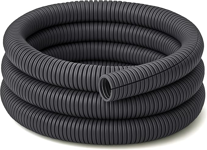 Electriduct Split Wire Loom Tubing Polyethylene Corrugated Flexible Conduit - 2" Nominal Size - 50 Feet - Gray