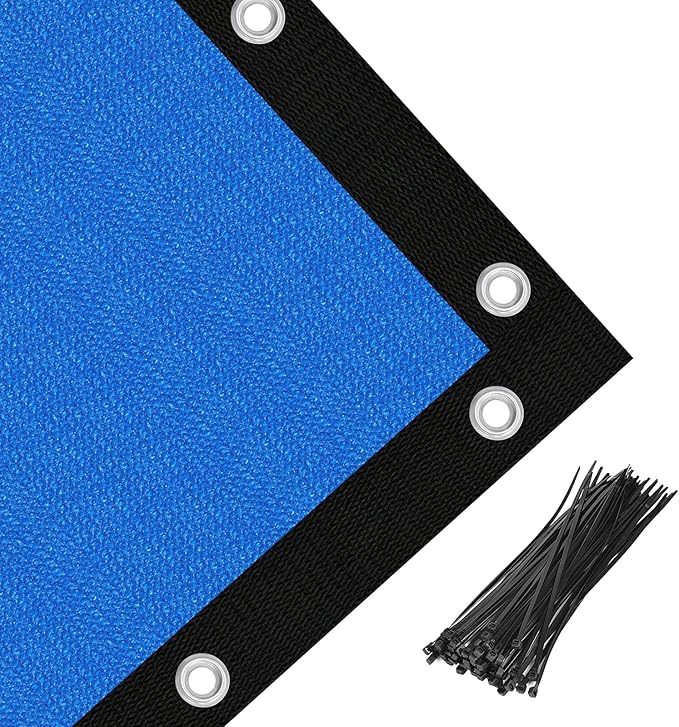 Amagenix 90% Pergola Shade Cover 9' X 13' Sun Shade Cloth with Grommets for Outdoor Garden Patio Porch, Commercial Grade 200 GSM - Cable Zip Ties Included (We Customized) GN108, Blue