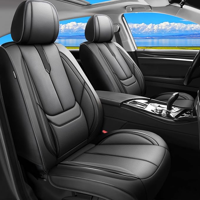 Fit Palisade Car Seat Covers for Hyundai Palisade 2000-2025 2026 -Upgraded Premium Waterproof & Breathable Leather,Airbag Compatible,All-Weather Seat Cushion Protector,Full Set,Black