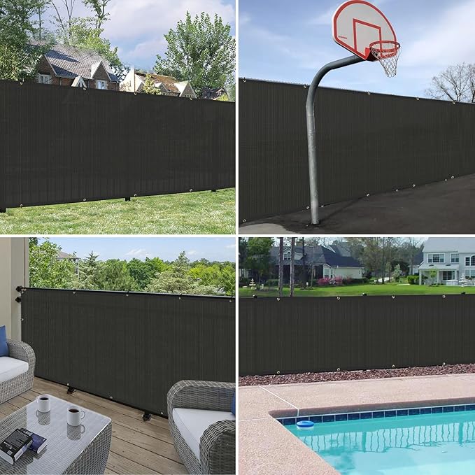 Windscreen4less Privacy Fence Screen Heavy Duty Windscreen Fencing Mesh Fabric Shade Net Cover with Brass Grommtes for Outdoor Wall Garden Yard Pool Deck, 8'x248' Black