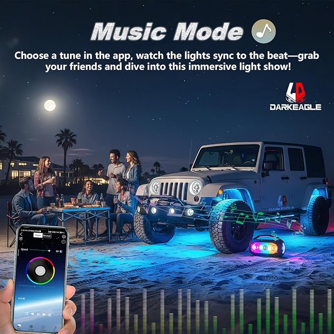 8Pods Heavy Duty Aluminum RGBW LED Rock Lights Kit for Jeep Trucks UTV ATV Golf Cart RZR SXS 4Wheeler Off-Road Vehicles, APP & RF Remote, Plug & Play Pre-Wired, Waterproof 12V Underglow Accent Light