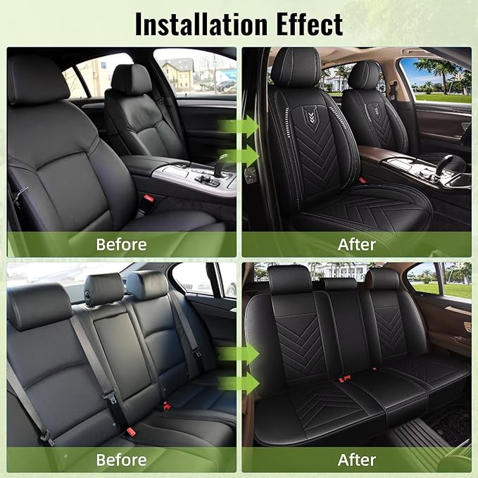 AOMSAZTO Car Seat Covers Fit for Buick Envision 2017-2026: Full Set Waterproof Faux Leather Automotive Seat Covers Vehicle Seat Cushion Protector Car Interior Covers(5 Seats Black)