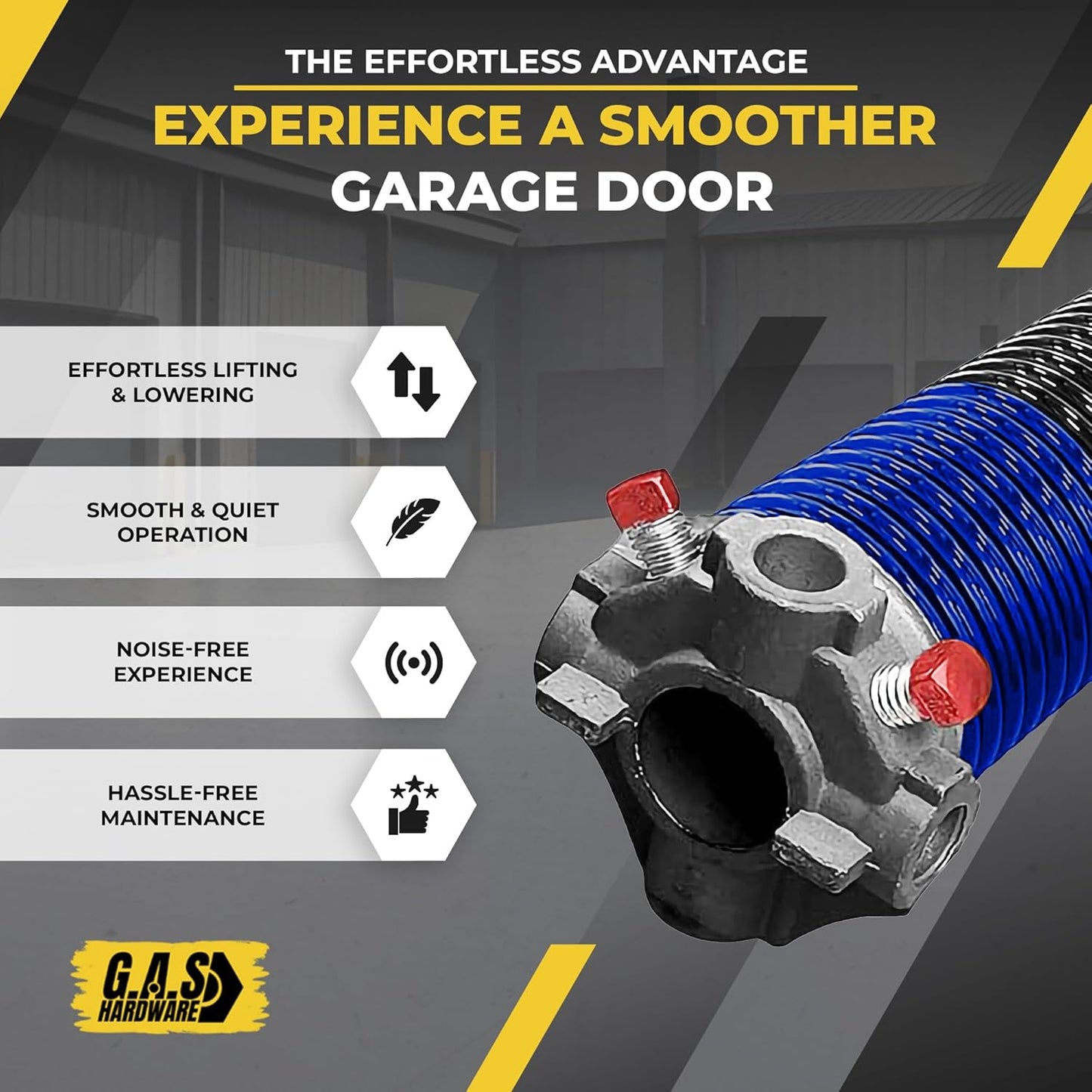 Garage Door Torsion Spring 262x1.75x38 Includes 1” Steel Bearing, Gloves, Manual, and Winding Bars for Right Side of Garage Door Precision E-Coating 5-Year Warranty Min. 30,000 Cycles (Black Cone)
